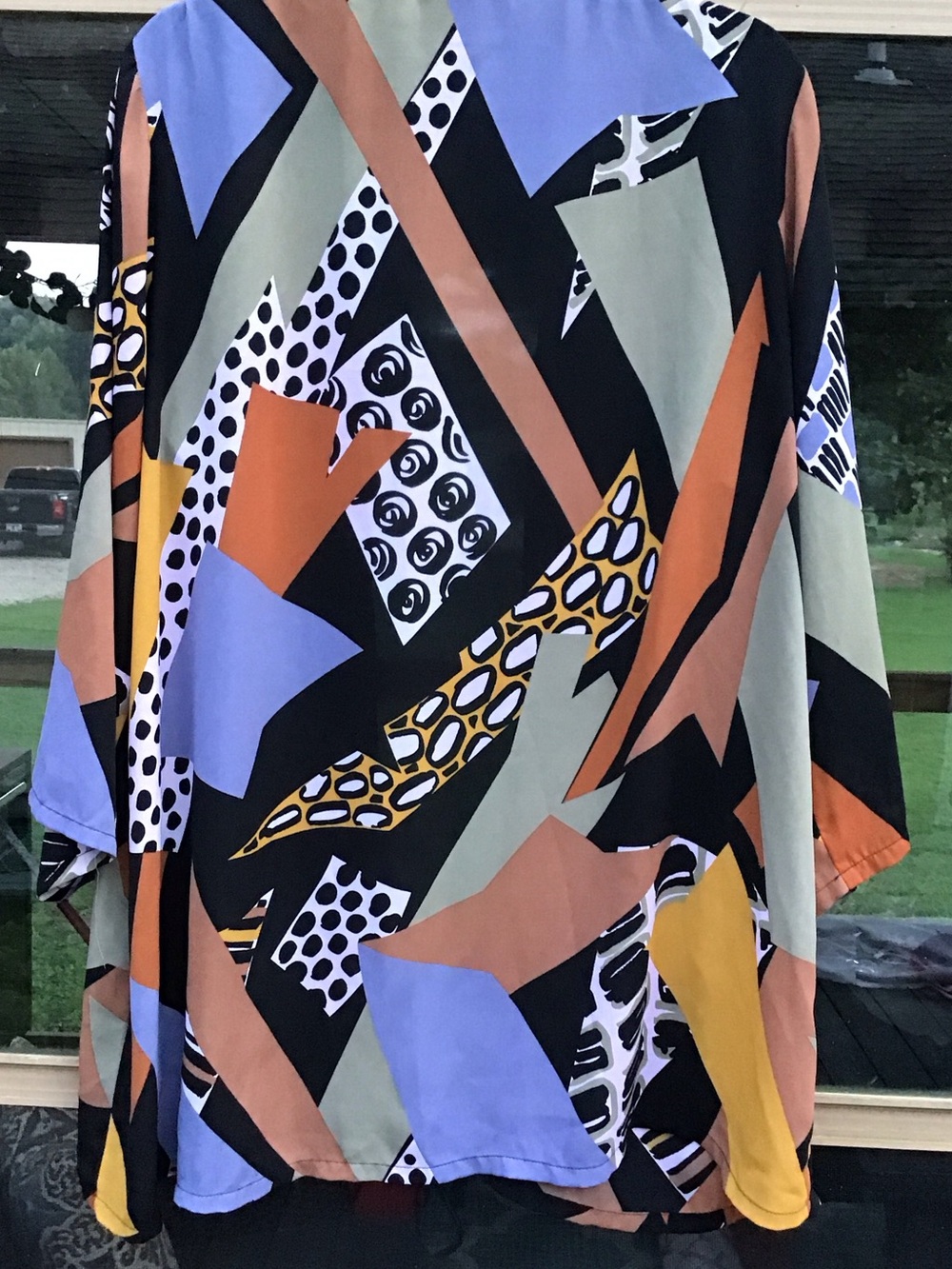 Bob Mackie Geometric Print Open Kimono Jacket - Multicolor - Picture 2 of 8